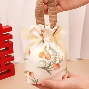 reusable durable canvas bundle gift bag-elegant storage bag, suitable for jewelry, candy, party gifts, wedding decorations, Christmas, Valentine's Day and Spring Festival gifts.