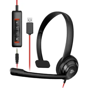 USB Headset with Microphone Noise Cancelling & in-line Control, Ultra Comfort Computer Headset For Laptop,pc, On-Ear Wired Office Call Center Headphone For Boom,Skype,Webinars(Black)