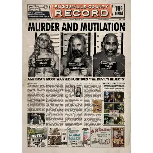 The Devil's Rejects Newspaper poster print The Devil's Rejects Newspaper poster print