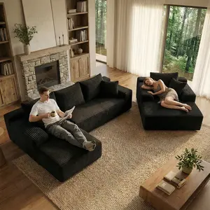 Modular Cloud-Shaped Indoor Sofa Set - Modern Comfy Couch, Knitted Fabric, Fluffy Cushions, Pre-Assembled Standalone Family Living Room Furniture with Various Combination Styles tiktokshopspringglowup
