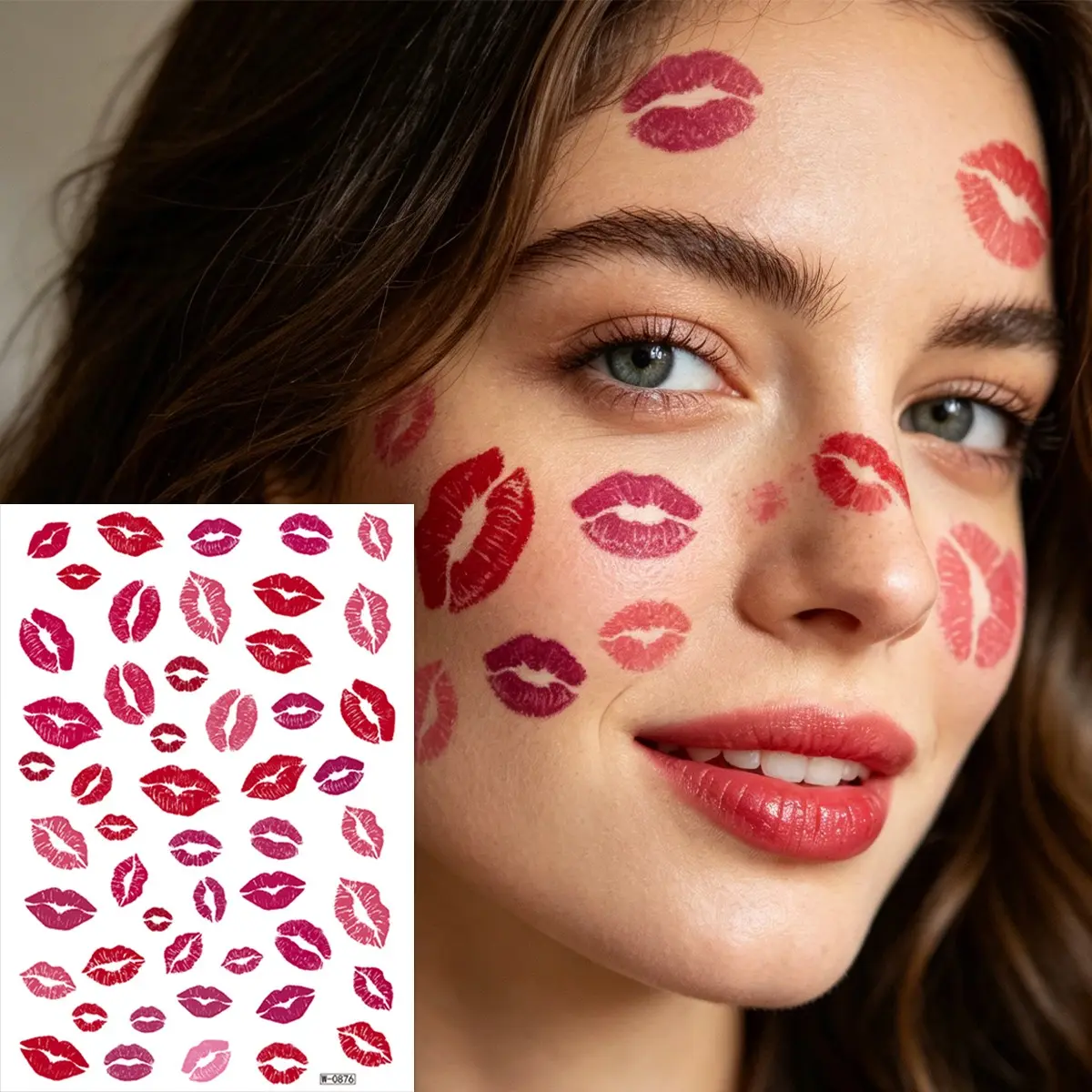 1PCS Waterproof Lip Tattoo Sticker, Unisex Temporary Lip Tattoo, Perfect for Valentine's Day, Anniversaries, Dates, Facial, Hand, Neck, Body Decor, Gift, Fake Tattoos