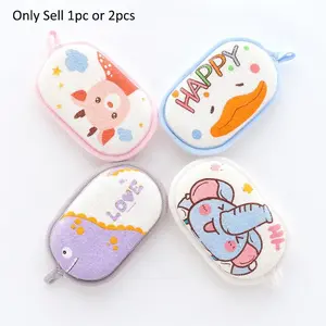 1pc/2pcs Baby Bath Sponge Set, Cute Cartoon Animal Design, Ultra Soft & Absorbent, Muslin Cloth, Natural Gentle on Sensitive Skin, Ideal for Newborn, Babies & Toddlers