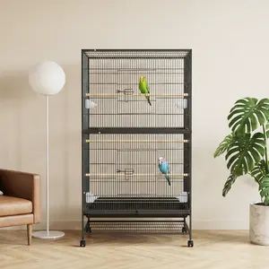 61 Inch Large Bird Cage, Bird Cage with Rolling Storage Stands, Feed Bowls, Wide Tall Parakeet Cage for Macaw, Parakeets, Parrot, Conures, Cockatiel, Cockatoo