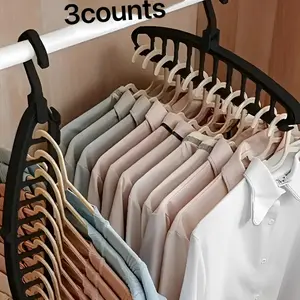 Space Saving Multi Hook Design Clothes Hanger, 3 Counts Durable Lightweight Hanger, Home Organizer for Wardrobe, Closet, Bedroom, Living Room