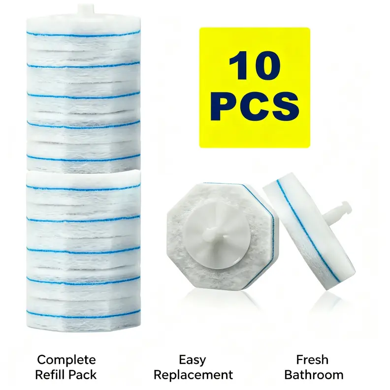 10pcs Disposable Toilet Brush Replacement Heads, Compatible Toilet Wand Refills, Deep Cleaning Toilet Brush Refills, Brush Rod Not Included for Bathroom Cleaning