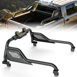 【Yzona】Sport Roll Bar for Pickup Trucks, Adjustable 56"-65" Bed Chase Rack w/LED Lights Compatible with Chevy Silverado/Sierra 1500, Toyota Tundra, Nissan Titan, Jeep Gladiator, Nissan Frontier, F-150