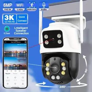 [For Indoor/Outdoor]Outdoor Security Camera with 2 Lenses, WiFi Dual-Lens 2.4GHz Wireless IP Cam for Home Safety CCTV Monitoring Video Surveillance AI Human Track Color Night Vision，Pan Tilt Zoom Two-Way Audio Motion Alert ICSEE APP Support ONVIF  camera