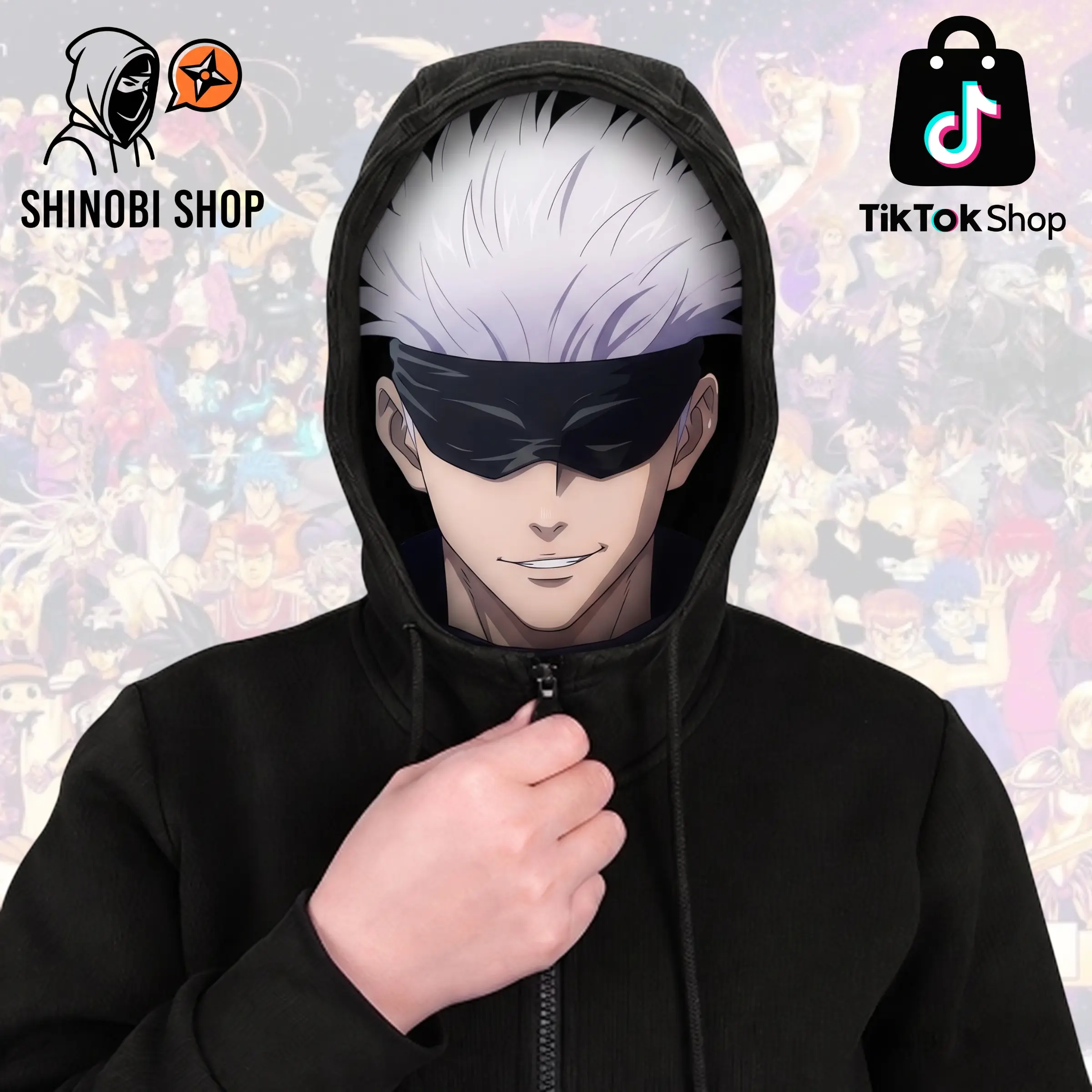 Full 3D Gojo Costume Face Mask, 3D Balaclava Print Headwear for Anime Cosplay, Breathable JJK Halloween Party Mask