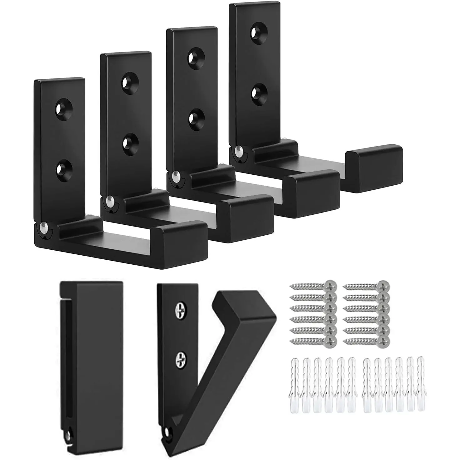 Folding Coat Hooks 6 count Foldable Hook Wall Mounted for Hanging Coat, Jacket, Towel Heavy Duty Wall Hooks  Alloy Fold up Hooks Headphones Holder Bearing Load 33lb (Black)