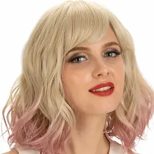 Noble Natural Wave 12 inches Short Curly BOB Hair Wigs Ombre Color Synthetic Wig