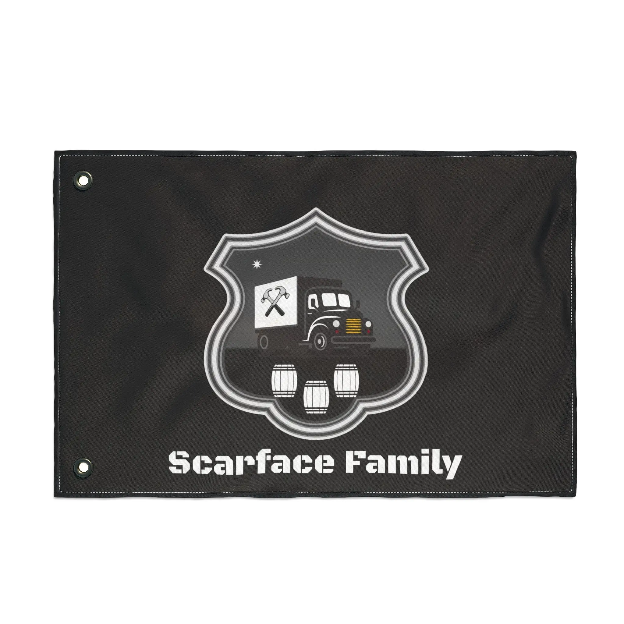 Scarface Family Flag — Double-Sided Black Truck Emblem Banner
