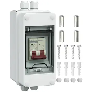 Disconnect Switch 63 Amp 500V DC Miniature Circuit Breaker with IP65 Waterproof Box for PV, Rv, Panel or AC Stystem