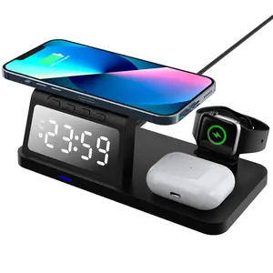 Charging Station for Multiple Devices Apple, 4 in 1 Wireless Charger for iPhone, Fast Charging Stand Dock for iWatch&Airpods (Wireless Charging Only for Apple)