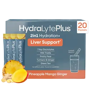 HydraLyte Plus Liver Support - Low Sugar Recovery & Hydration Powder | Electrolytes with Milk Thistle | Pineapple Mango (20 Servings)