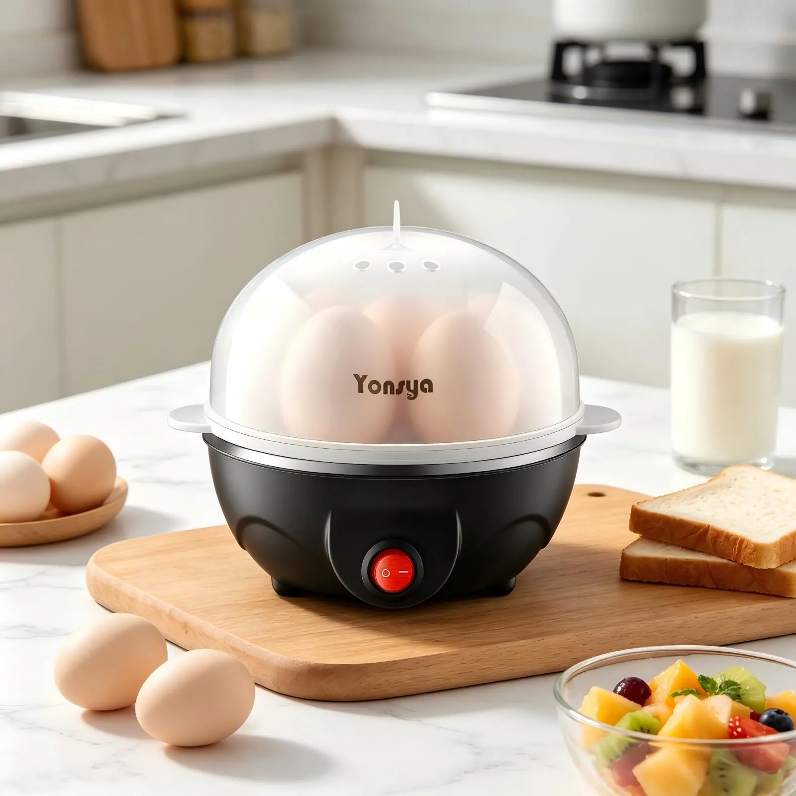 Easy Egg Cooker - 7-Capacity Compact Machine, Auto Shut-Off, Boil/Steam Eggs (Soft, Medium, Hard), Poached-Scrambled Omelet Maker, Unisex Use Home/Party Supply Gift,home decor