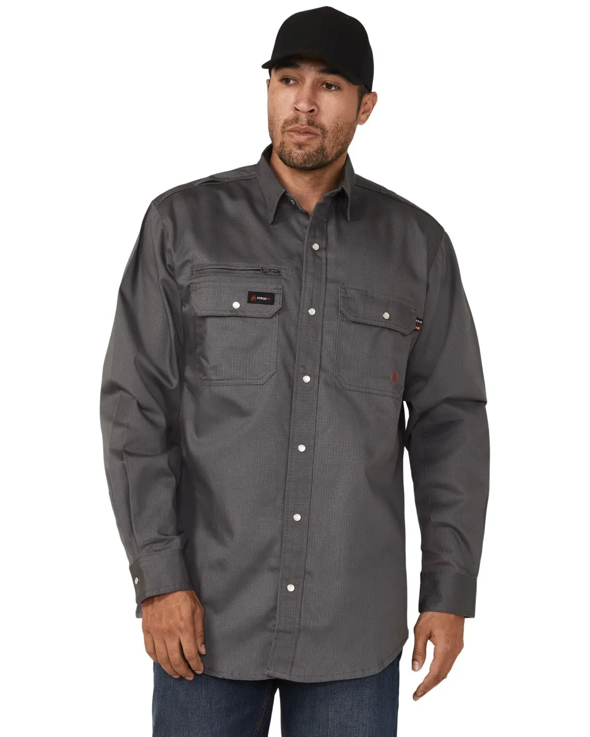Forge Workwear Men's Men'S Fr Lightweight Ripstop Vent Long Sleeve Snap - Mfrripv-606-Gry