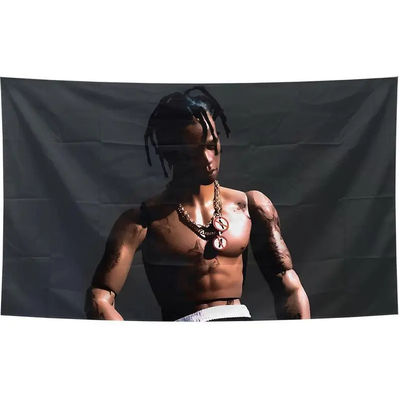 Hip-Hop Travis Rapper Scott Music Flag Funny Tapestry flag Poster for Youth Dormitory Men's Den Bedroom Living Room Bedroom Decoration Wall Artwork