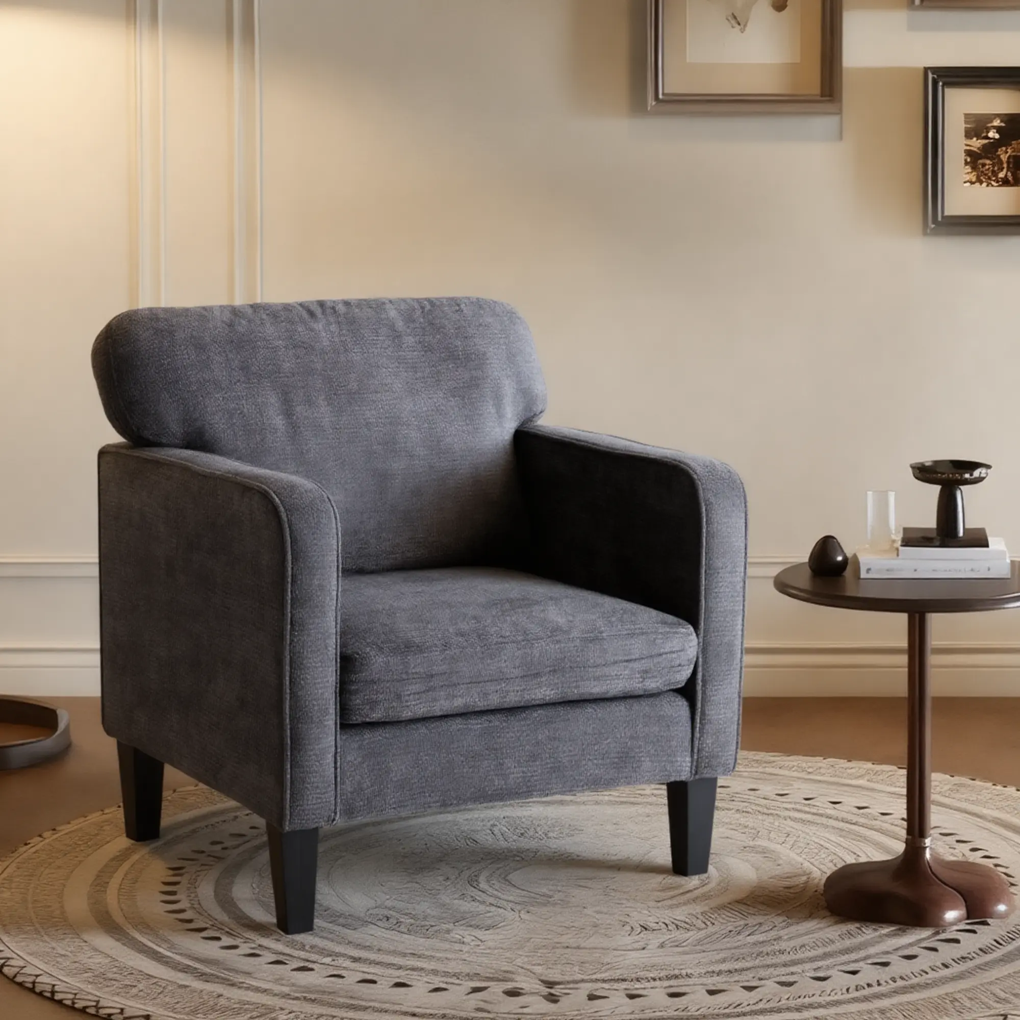 Modern Accent Chair for Living Room, Mid-Century Lounge Chair with Armrests & Backrest, Comfy Reading Chair for Bedroom or Office, 300lbs Capacity