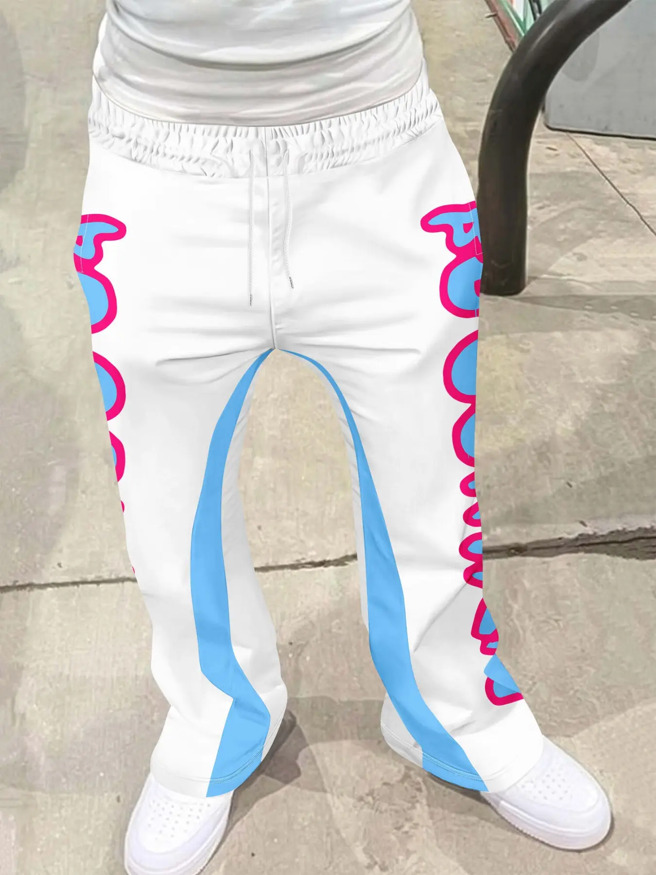 Men's Loose Fit Flare Leg Pants, Casual Streetwear Joggers, Vintage Hip Hop Long Trousers, 3D Print Design, Sporty Fashion, Flare Leg Sports, Flared Sweatpants, Athleisure Casual Bottoms