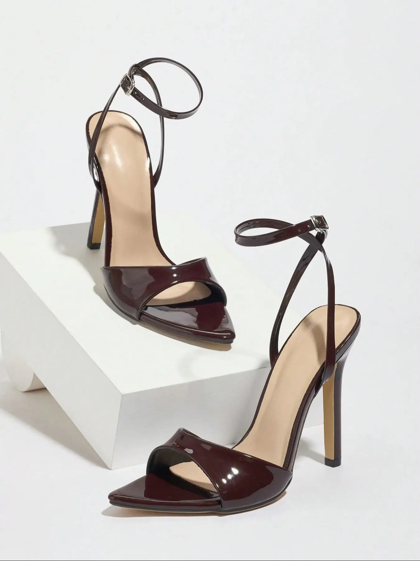Women's PU Leather High Heel Sandals, Open Toe Sandals, Buckle Design Sandals, Sexy Coffee Stilettos, Fashionable Heeled Sandals, Fashionable Footwear, Comfortable Fashion Shoes for All Seasons, Ideal Gift for Her
