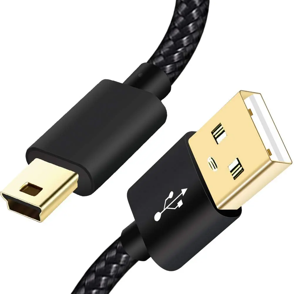 Mini USB Cable Braided 10ft Type A Male to Mini B Cord Data Charging Cord for GoPro Hero 3+,PS3 Controller Cord,MP3 Player