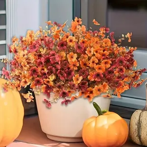 12 Fall Artificial Flower Bouquets, Non-Fading, Perfect for Thanksgiving Outdoor Indoor Use, Faux Flower Plant