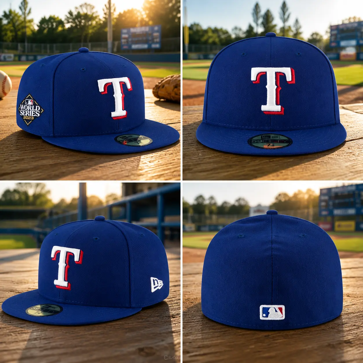 NewEra Royal Texas Rangers 2023 World Series Patch 59FIFTY Fitted Hat