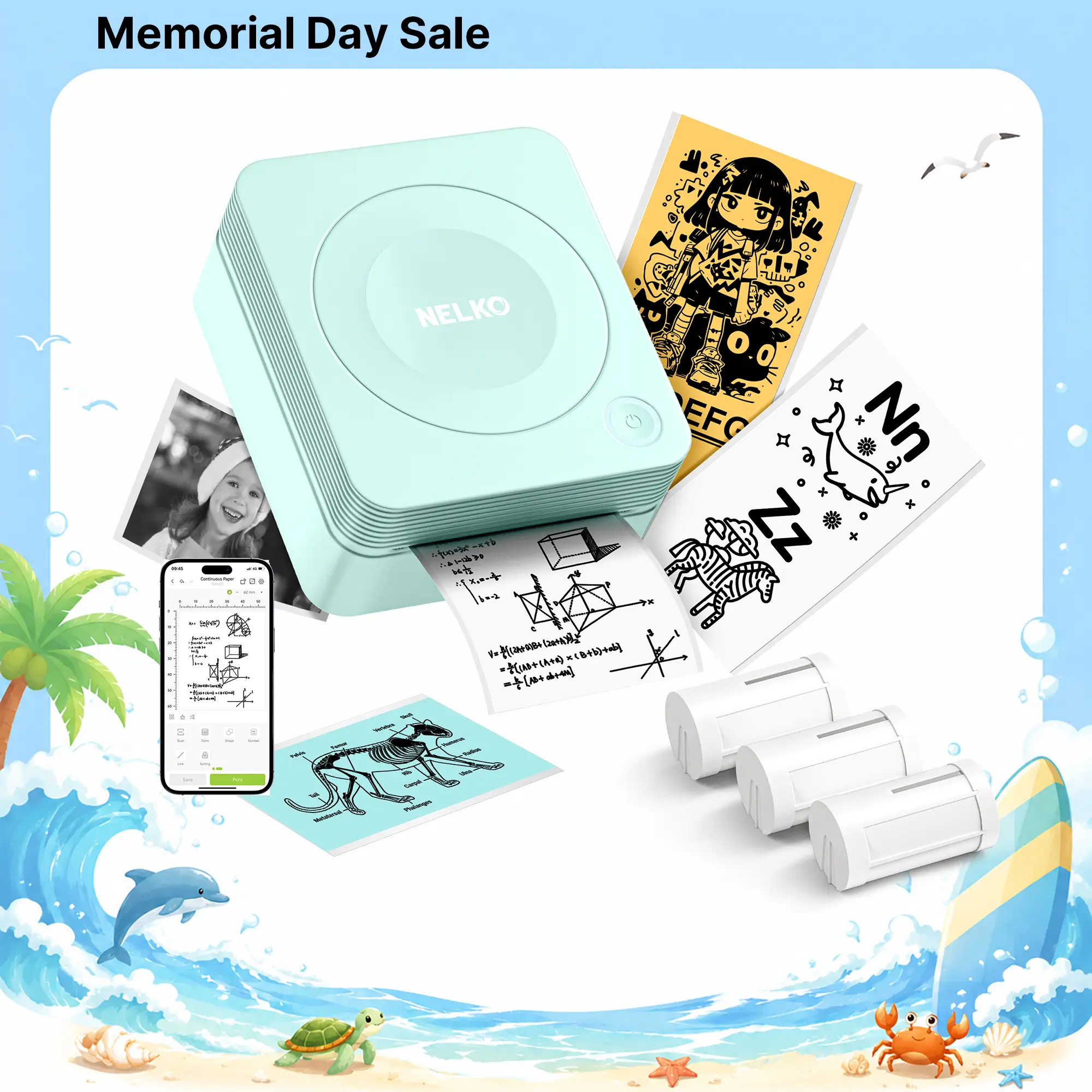 Mini Sticker Printer-2 Inch Bluetooth Thermal Pocket Printer, PM290 Inkless Portable Printer for Study Notes, AI Printer, Photos, Journals, Memos, Lists,Sticky Label, Ideal Gift for Valentine's Day,  Fathersdaygift, summerwins