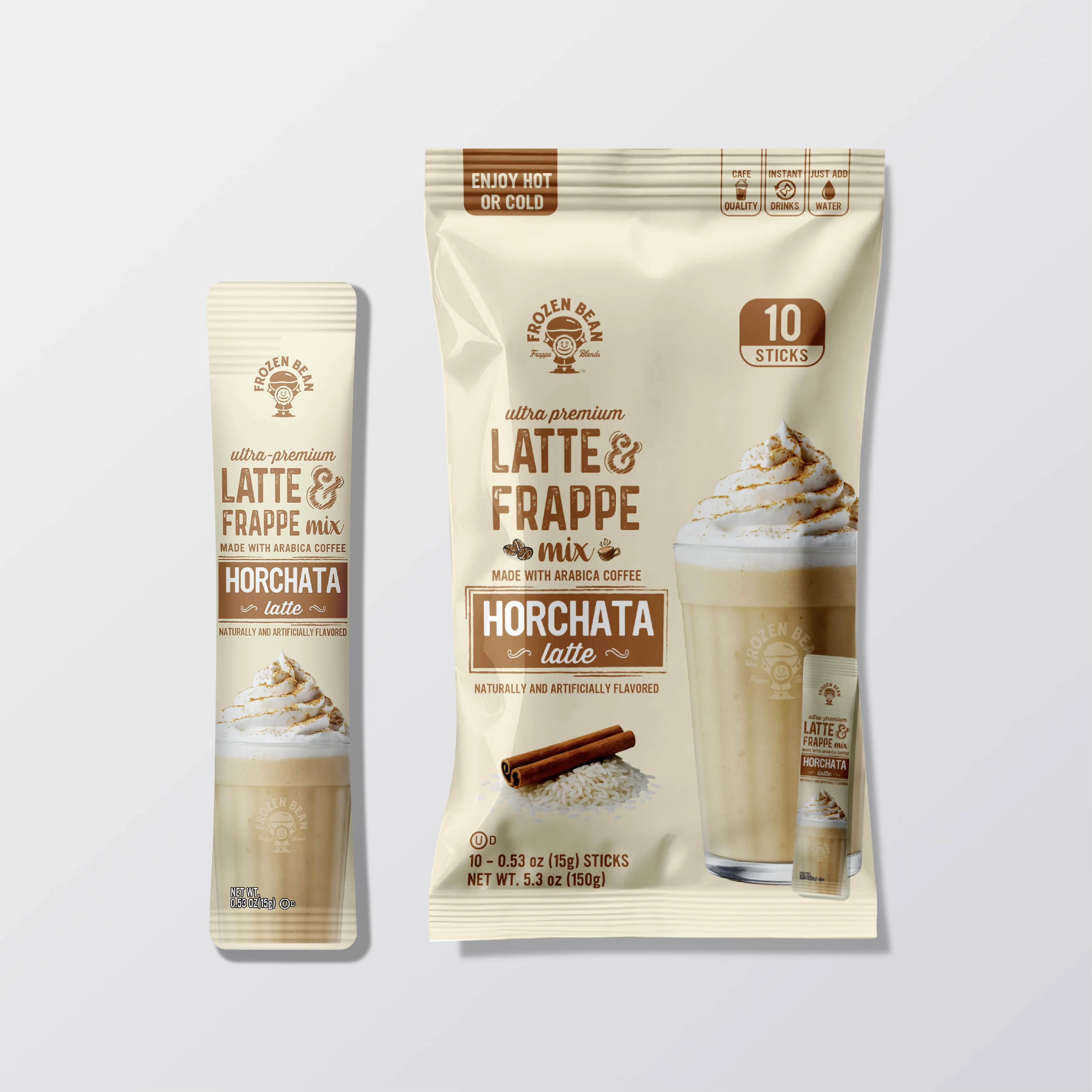 The Frozen Bean Horchata Frappe & Latte Instant Mix (10 Sticks)
