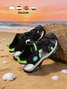 Rubber Eva Patchwork Sandals, Fashionable Toe Protection Slip-On Shoes, Durable Anti-Slip Soft Sole Beach Sneakers, Outdoor Sandals, Casual Beach Sandals