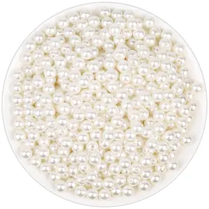 800pcs Ivory Faux Pearls, 8mm Sew-on Beads for Jewelry, Bracelets, Necklaces, Crafts, Decoration