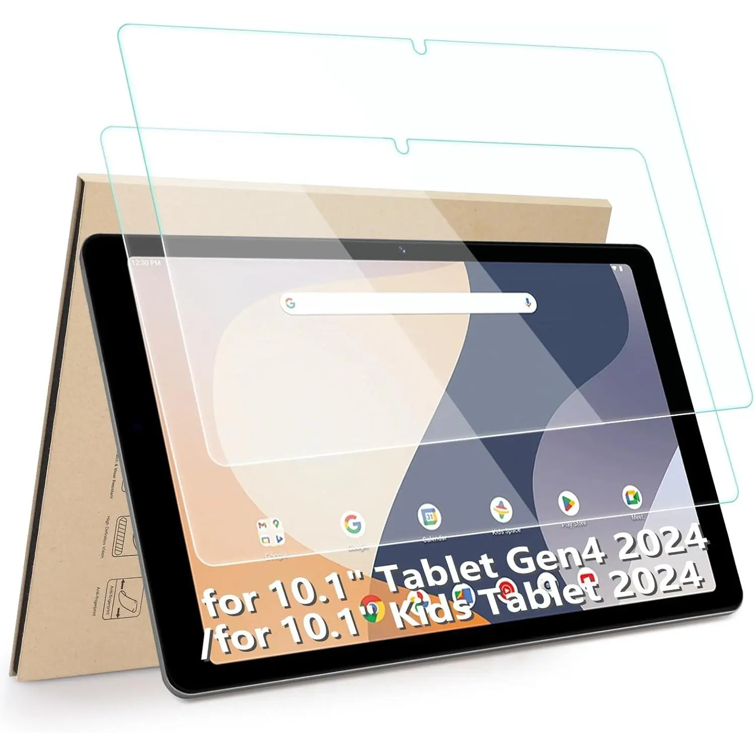 2-Pack Screen Protector Compatible with Onn 10.1" Tablet Gen4 2024/Onn 10.1"  Tablet 2024, Tempered Glass FilmAnti-Scratch9H HardnessEasy Installation