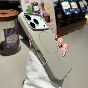 1 piece of large-hole lens frame, Wireless, ultra-thin thin-ring magnetic liquid silicone soft case, Cover, skin-friendly texture, bare phone, new model, suitable for Apple iPhone 17 Pro Max/16/15/14/13/12, 11 Pro Max Plus