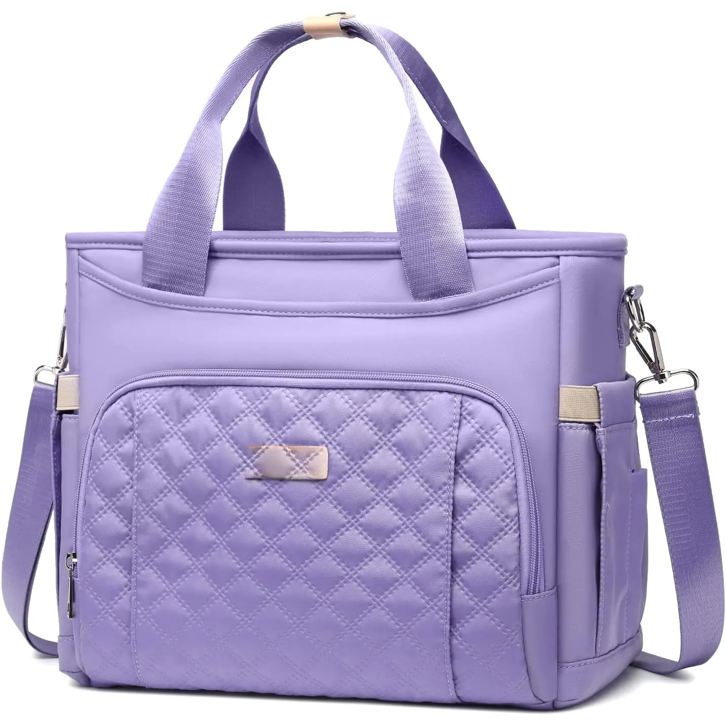 Insulated Lunch Bag for Women, Lunch Box, Lunch Tote for Work, Large Leak Proof Cooler Bag with Removable Strap, Adult  Lunchbag for Picnic Office Beach, Light Purple