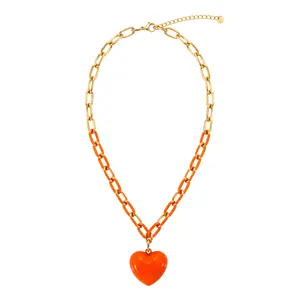 Avery Heart Necklace - Orange