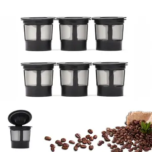 6 black reusable K-Cups, compatible with Keurig coffee makers - universal refillable K-Cup coffee filters, compatible with Keurig 1.0 and 2.0