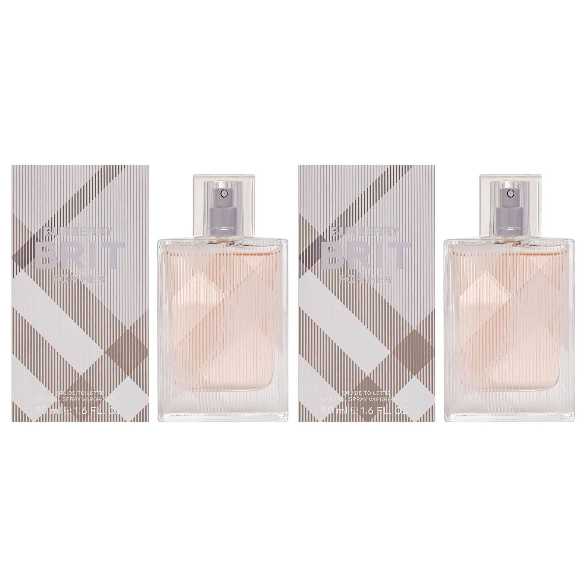 BURBERRY Brit Eau de Toilette Perfume for Women, 1.6 fl oz Fragrance Spray, Value Pack Set of 2 Bottles, Two Bottles