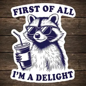 2PCS/SET Trendy Sassy-Cute Raccoon StickerFit for notebooks/backpacks—this retro line art + sassy slogan adds rebellious trendiness to items, matching lazy confident style vibes Funny Stickers