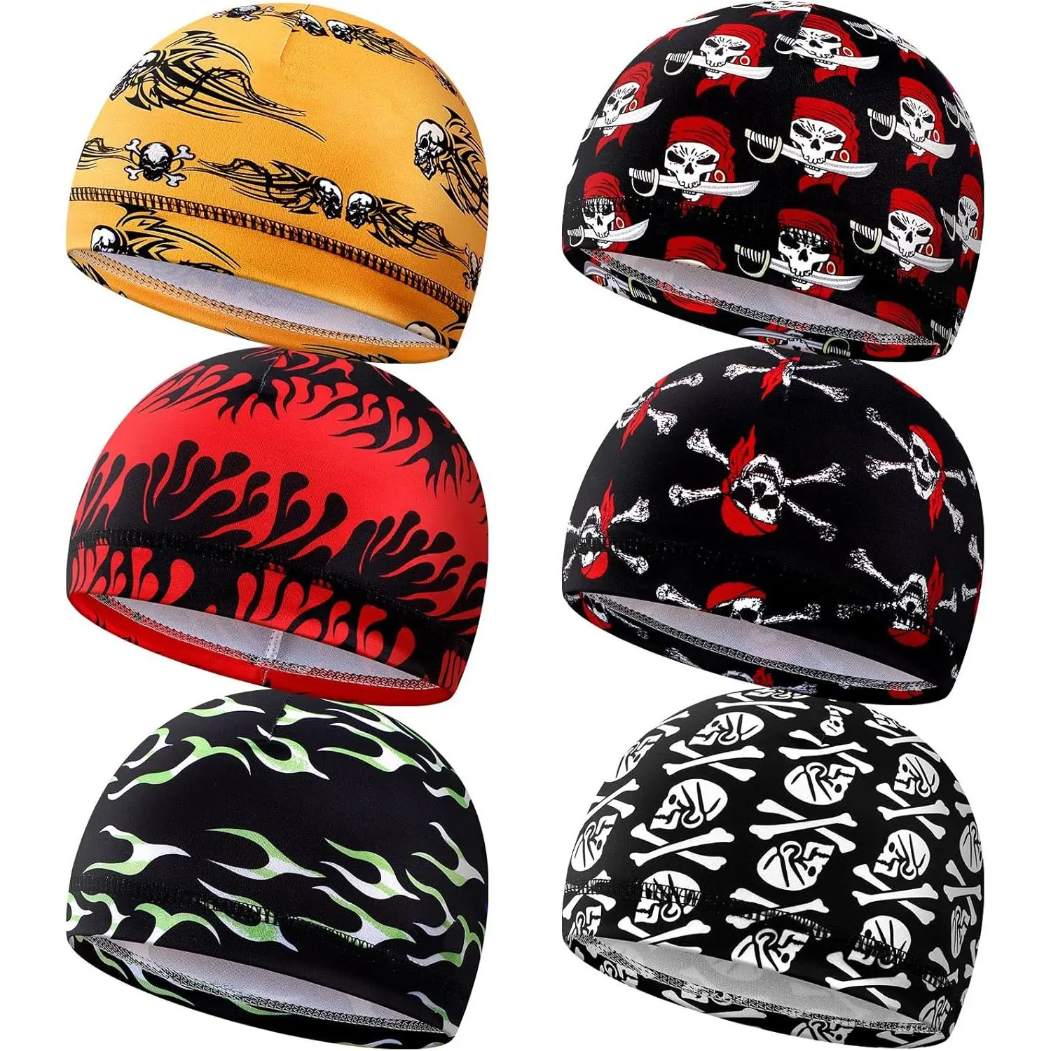 6 Pcs Men Cooling  Cap  Liner Sweat Wicking Beanie Head Wrap Bicycle Cycling Running Hat