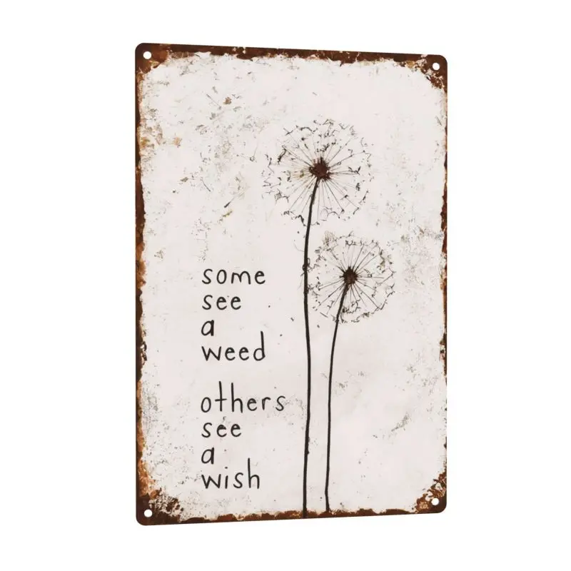 8*12in Charming Dandelion Wishing Decor Tin Sign & Plague for Wall & Living Room Accents,Vintage Dandelion Wall Decor for Front Porch, Inspirational Fathers Day Gift for Dad,Unique Gift for Grandma Mom Friends