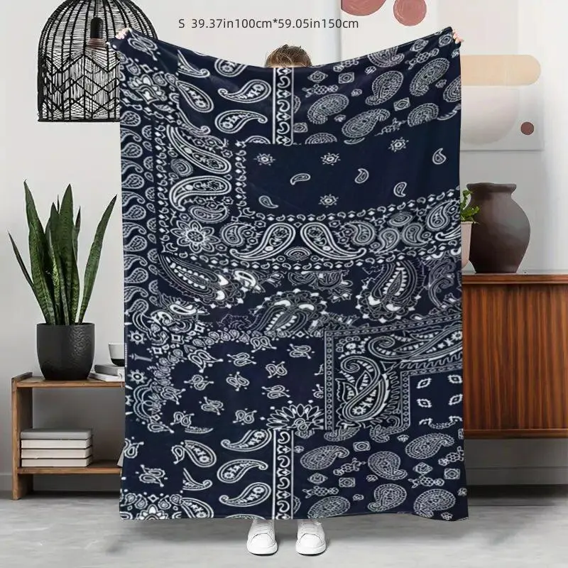 Paisley Print Soft Comfy Blanket Lightweight Cozy Throw for Bedroom Home Office Travel Camping Dormitory Bedding Blankets