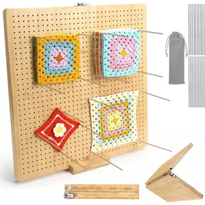 17"x17" Foldable Crochet Blocking Board - Upgrade Large Blocking Board with 40 count Stainless Steel Pegs, Knitting Projects Gifts for Mom, Grandmothers