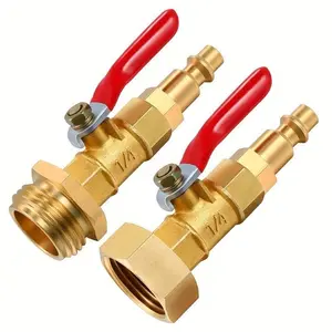 RV Winterize Blowout Adapter with 1/4" Quick Connect Plug And 3/4" Garden Water Hose Threading, Winterize Quick Adapter with Ball Valve RV Water Hoses And Parts, Without Battery, Garden Hose Connectors