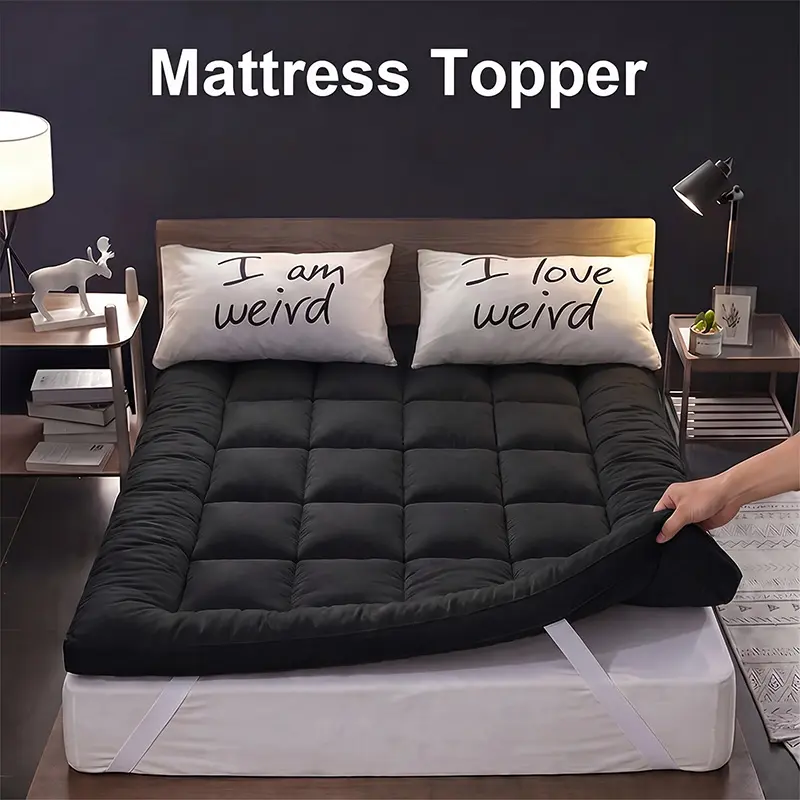 Jeffans Ultra Soft Quilted Mattress Topper, Breathable Skin-Friendly Fitted Bed Sheet Cover, Lightweight Comfort Mattress Protector with Deep Pocket & Elastic Skirt, Machine Washable Bedding Pad for Twin Full Queen King Size Beds