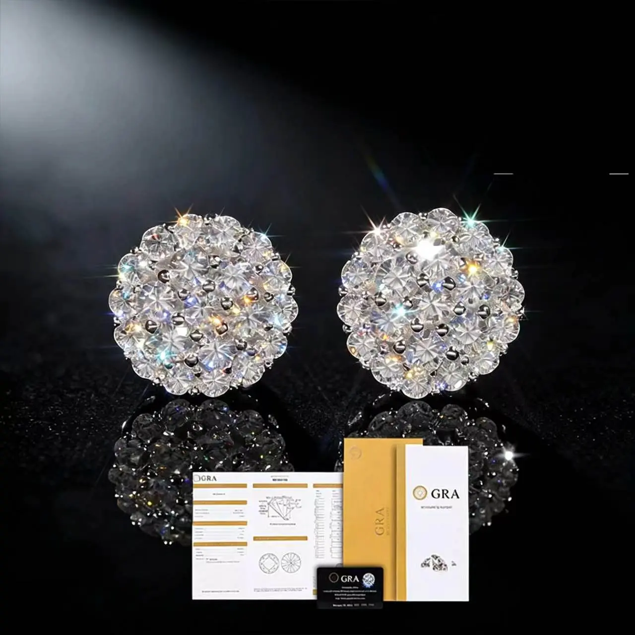 S925 Sterling Silver Stud Earrings for Female, Classic Round D Color Moissanite with Gold Option, GRA Certified Versatile Accessory, Electroplated Finish, Vvs Round Moissanite, Round Cut Earrings, Classic Style Earrings