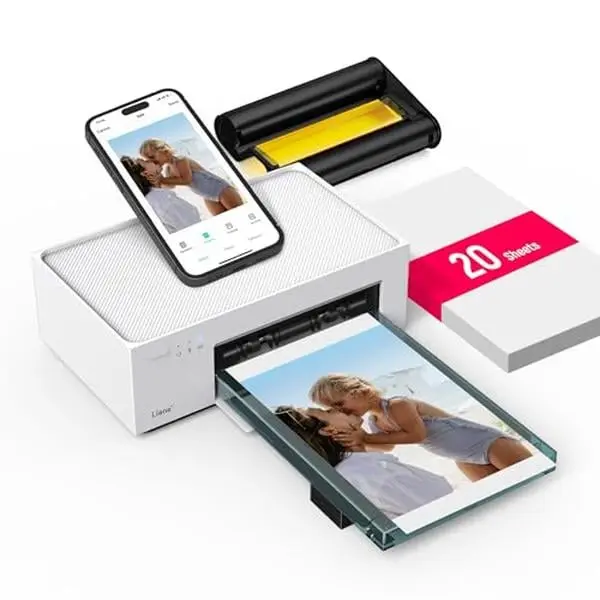 Liene DHP513W-US1 Amber M100 Instant Print Wireless Photo Transfer Printer - 4x6 in, Smartphone-Compatible, White, No Battery, Wireless Photo Transfer Printers