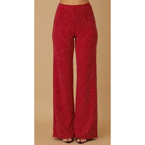 INFINITE MICRO BALL STUDDED DRESSY PANTS - FLARE BOTTOM TRIM - ZIPPER ON THE BACK