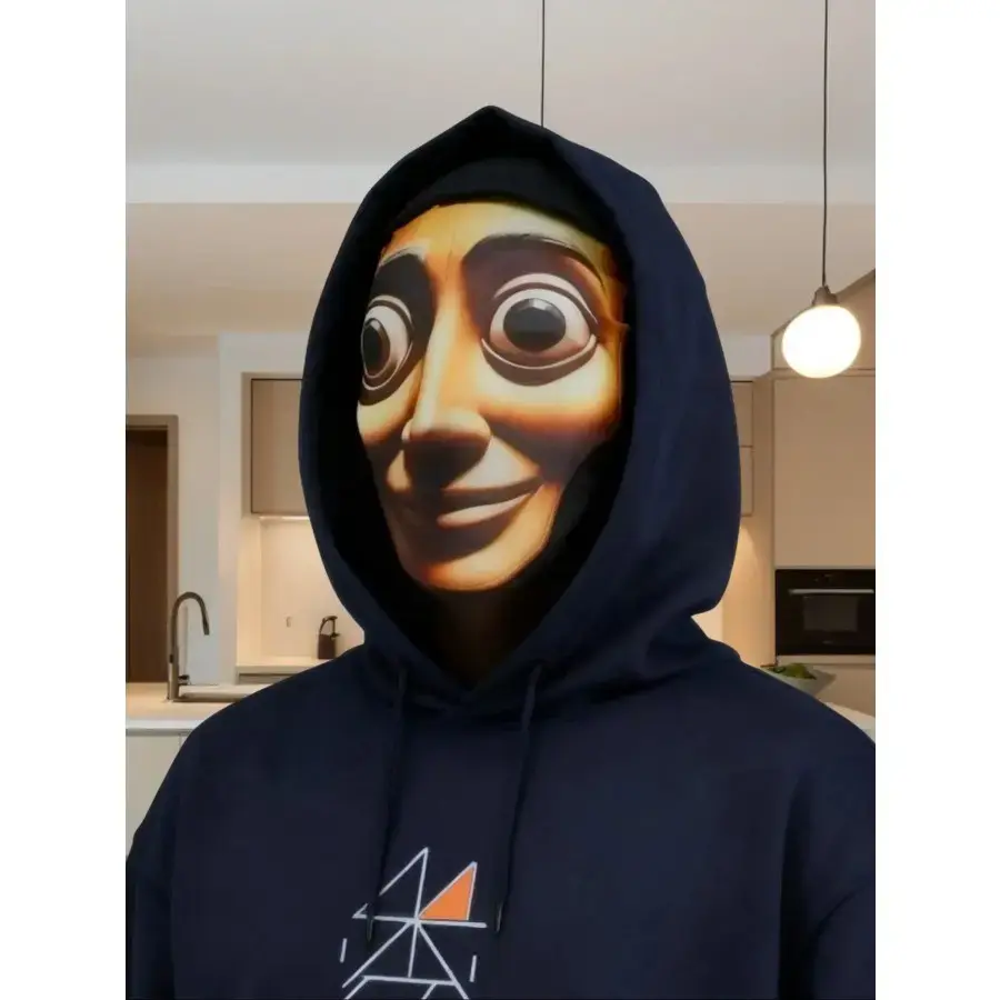 Tung Tung Tung Sahur Funny Role-Playing Cool Props, Breathable Full Face Costume Mask, Halloween Mask, Party Face Masks, Stylish Mask Print, Polyester Knit Fabric, Ideal for Events & Festivals