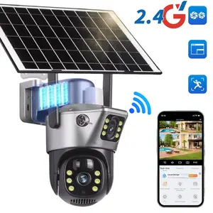 Solar Powered Security Camera, 2K Wireless Outdoor Security Camera, Dual Lens Solar Camera Outdoor Wireless with AI Motion-Detection, Two-Way Audio, Color Night, Wireless Security Cameras