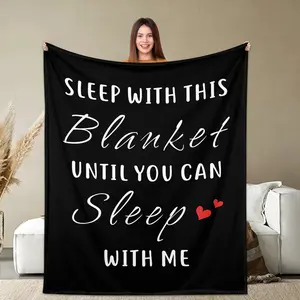 Long Distance Love Throw Blanket, Flannel Blanket with Romantic Sleep Message, Soft Cozy Warm Comfortable Lightweight Portable, Gift for Couples, Valentine's Day, Anniversary, Couch Bed Travel Use